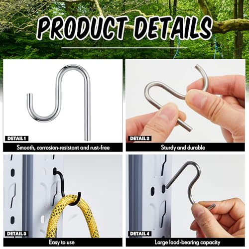 20 Pcs 2'' Long Shed Hooks Shed Accessories Without Drilling Hole for Hanging Heavy Duty Individual Utility Hooks Universal Wall Mounted J Utility Hangers for Tools Shovels Rakes (Silver)