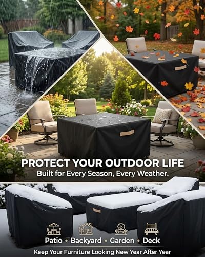 Outdoor Patio Furniture Cover Square (Square Cover-Black / 106 x 106 x 28 inches)