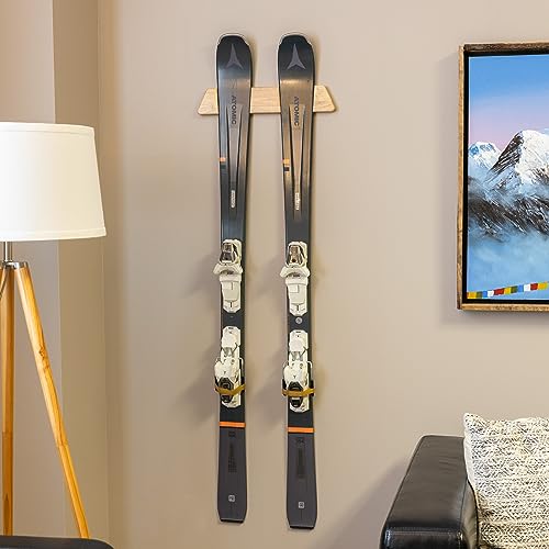 Horizontal Wood Ski Rack Wall Mount (Large)