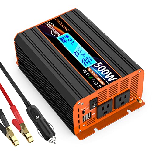 500 Watt Pure Sine Wave Power Inverter 12V DC to 110V 120V Converter for Home (PSW-500W)