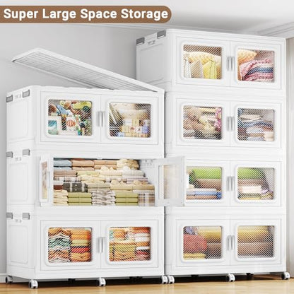 880 Qt Extra Large Stackable Storage Bin with Lids (White / 220QT-4pack)