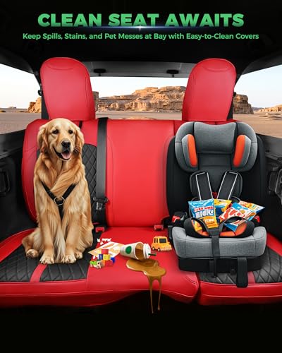 for Jeep Wrangler Leather Custom Car Seat Covers Full Set 4 Door (Red & Black / JK 13-17 4 Door)