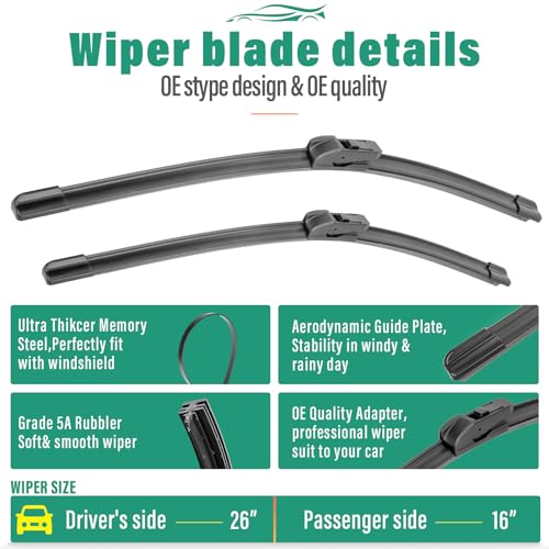 Windshield Wiper Blades Replacement for Chevrolet Trax 2024 (26" 16"+11")