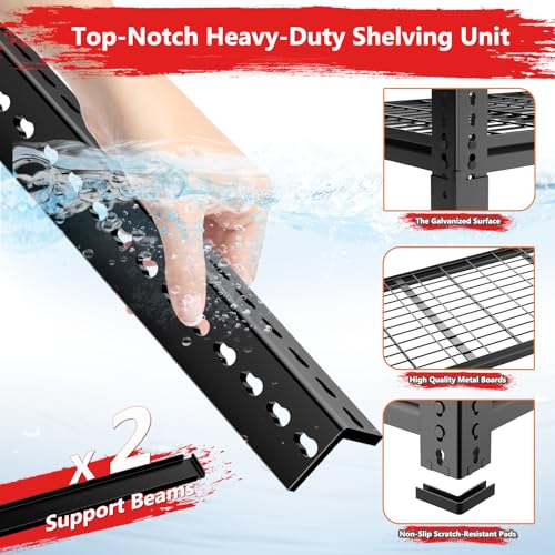 Storage Shelves (Black / 5 tier 60" L x 24" W x 78" H 1 PC)