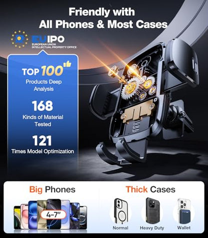 Ultra Durable Phone Holders for Your Car【96+LBS Strongest Suction】 Car Phone Holder Mount (Black)