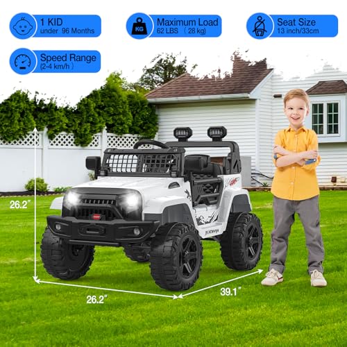 12V Kids Electric Ride On Truck Car w (White)