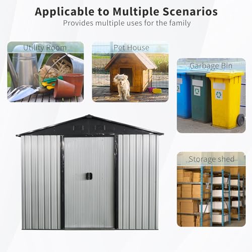 4x8 FT Outdoor Storage Shed (4x8 FT/Window / White+Black)