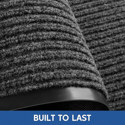 Front Door Mat (2' x 6' (Rectangular) / Gray-stripe)