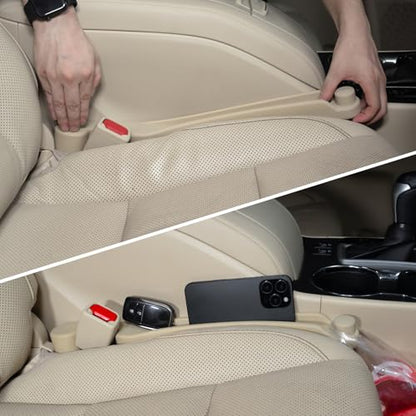Car Seat Gap Filler Organizer 2Pack Soft Foam 3IN1 Multifunctional (Beige / Narrow)