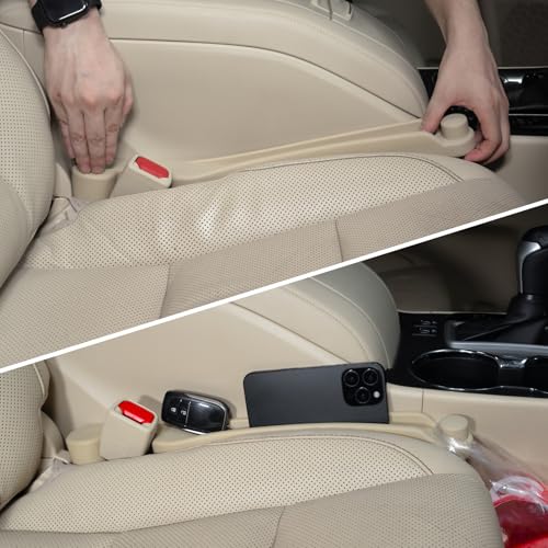 Car Seat Gap Filler Organizer 2Pack Soft Foam 3IN1 Multifunctional (Beige / Narrow)