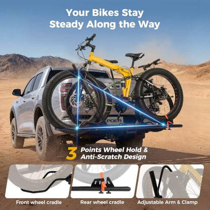 Ebike Rack with Ramp for Tow Hitch (2 E-bike Rack with Ramp)