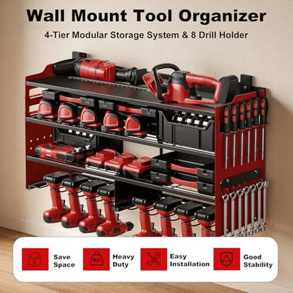 Large Power Tool Organizer Wall Mount Red (Red)