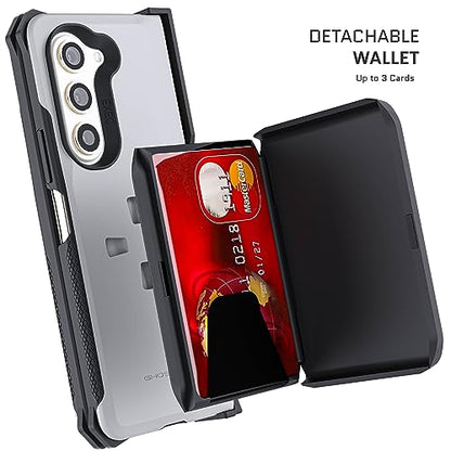 EXEC Galaxy Fold5 Wallet Case with Detachable Magnetic Credit Card Holder and Hinge Protection Supports Wireless Charging Phone Cover Designed for 2023 Samsung Galaxy Z Fold 5 (Galaxy Z Fold 5 / Gray)