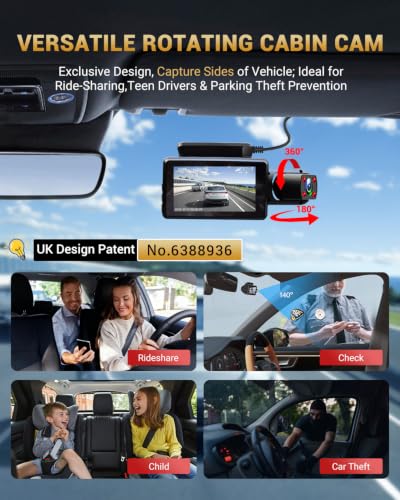 2.5K+1K Dual Dash Cam Front and Inside with GPS WiFi (2 front and inside)