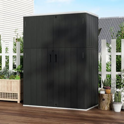 Vertical Outdoor Storage Cabinets (Black-57Cu.ft)