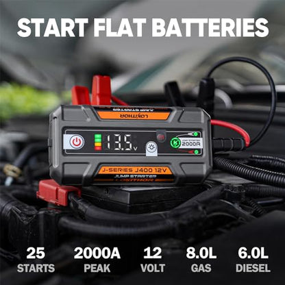 J400 Portable Jump Starter for Upto 8.0L Gas & 6.0L Diesel Engines (Orange)