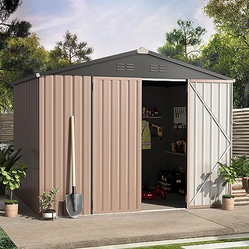 6' x 8' Outdoor Metal Storage Shed (Gray / 6x8)