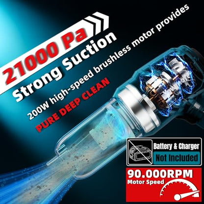 3 in 1 Handheld Car Vacuum Compatible with Makita 18V Battery with 21000pa Strong Suction