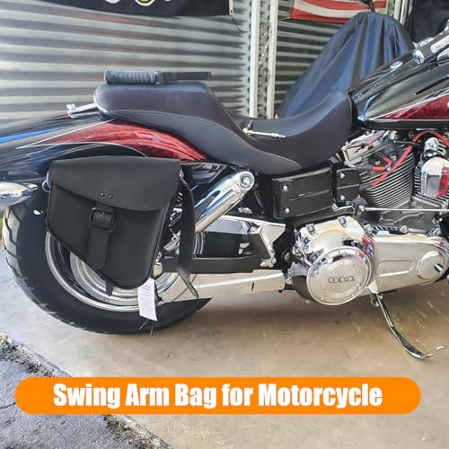 Motorcycle Swing Arm Bag Solo Saddle Bags For Sportster Softail PVC Waterproof Motorcycle Luggage Bags for Motorcycle or Bike (Black-Single Buckle / Right Side)