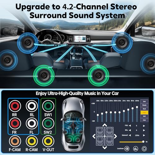QLED Screen Upgrade] 7" Double Din Car Stereo with Wireless Apple CarPlay and Android Auto (Black W021)