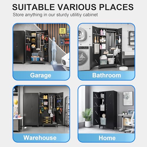 Metal Garage Storage Cabinet (75"h Black)