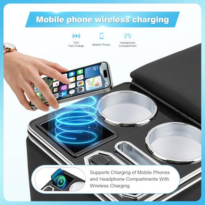 Center Console Universal with Wireless Fast Phone Charging (Chairging-Black)