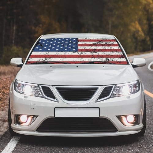 American Flag Car Windshield Sun Shade Umbrella Patriot Sunshade (57X31 Inch / Color-USA2)