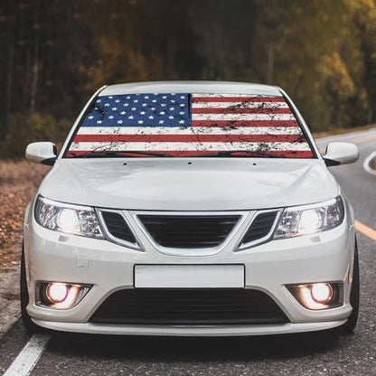 American Flag Car Windshield Sun Shade Umbrella Patriot Sunshade (57X31 Inch / Color-USA2)