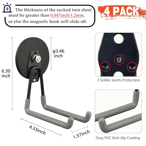 Uni Mag Magnetic Hooks (3.46INCH 4PACK Gray Large Hooks)