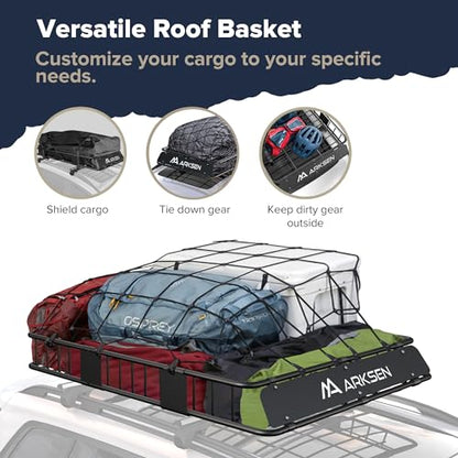 64" x 39" x 6" Roof Rack Basket with Extension&Waterproof Bag (64" Cargo Rack w/ Cargo Bag)