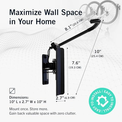 Swivel Bike Wall Mount (BLACK / 4 Pack Heavy Duty Swivel Bike Rack | Holds 50lbs)