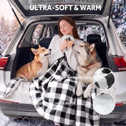 12 Volt Electric Portable Heated Car Blanket (Black Plaid)