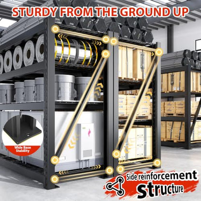 8000LBS Heavy Duty Garage Shelving (77"W x 24"D x 72"H, 4-Tier)