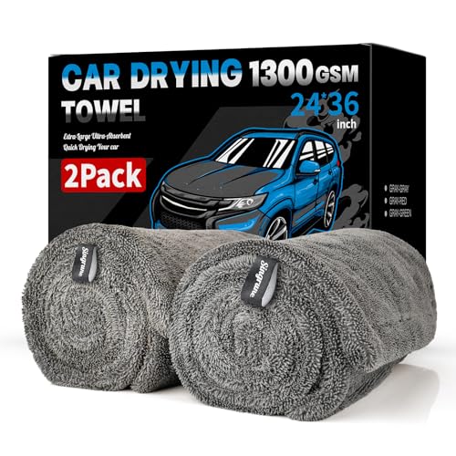 2 Pack XL Car Drying Towel (Gray-gray)