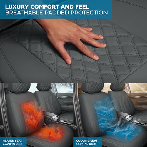 Curated Ashen Napa Leather Seat Covers for Cars & SUVs (Gray (Ashen) / Front Seats)