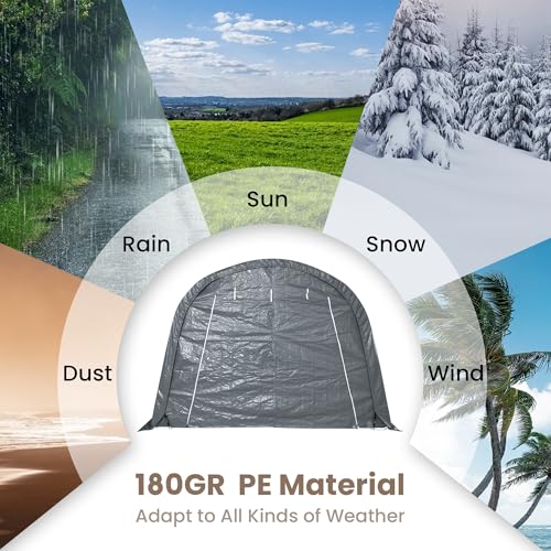Carport Round Portable Garage (Grey)