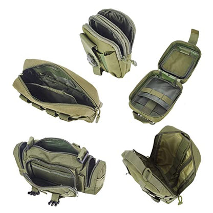 Universal Tactical Seat Back Organizer Vehicle Molle Panel Organizer Storage Bag with 5 Detachable Molle Pouch for All Vehicel Such as Jeep (A model-Military Green)