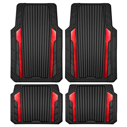 Heavy Duty Rubber Car Mats Metallic (BLack Red)