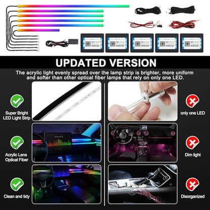 Dreamcolor Acrylic Interior Car LED Strip Light with Wireless APP (Dreamcolor 6 Lights)