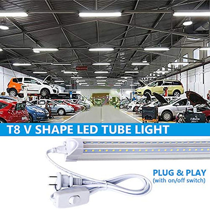 4 Pack Led Shop Lights (4PCS 8FT 2 Row V-Shape 6000K)