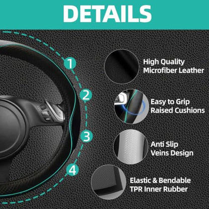 6 PCS Car Steering Wheel Cover Set (Steering Wheel Cover Set / Mint Line)