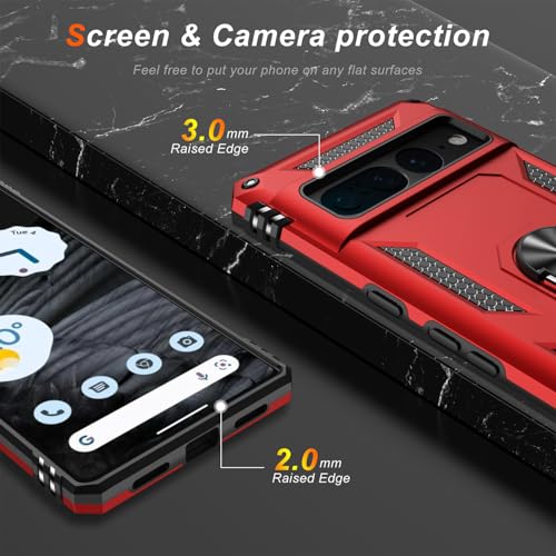 for Google Pixel 7 Pro Case with Screen Protector (Red / Google Pixel 7 Pro)