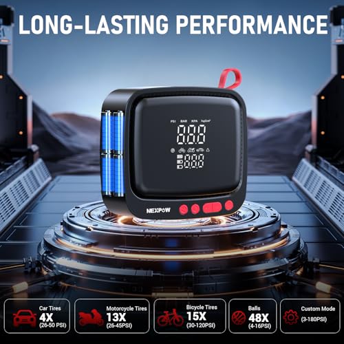 Tire Inflator Portable Air Compressor (Cordless 180 PSI / Red)