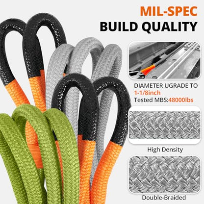 Kinetic Recovery Tow Rope 1 (Gray / 1-1/8"x30ft)