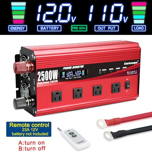2500W Power Inverter 12V to 110V (Red / 2500W-12V)