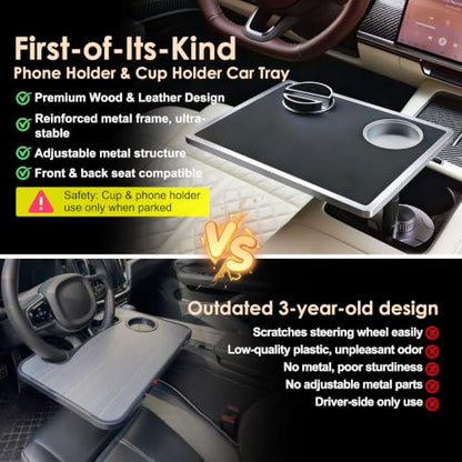 Car Desk for Laptop 360° Rotating Tesla Tray with Cup Holder Phone Stand (𝗦𝗾𝘂𝗮𝗿𝗲 · Black / 𝗔𝗺𝗮𝘇𝗼𝗻 𝗖𝗵𝗼𝗶𝗰𝗲)