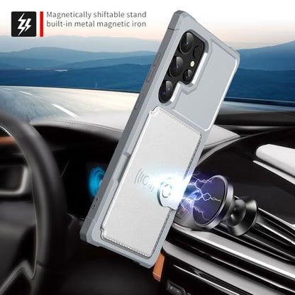 For Samsung Galaxy S25 Ultra Card Holder Case (Silver / Galaxy S25 Ultra)
