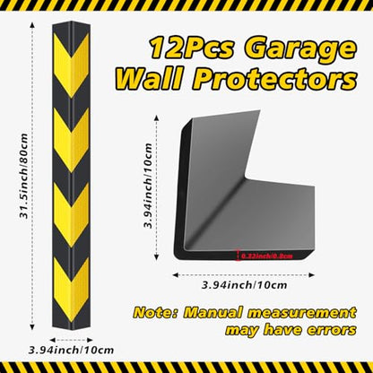 12 Packs 31" Rubber Wall Corner Guard for Parking Lot Pillar Wall