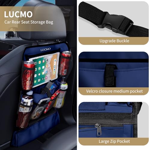 Car Backseat Organizer with Touch Screen Tablet Holder (Dark Blue-1 / 2 Pack)