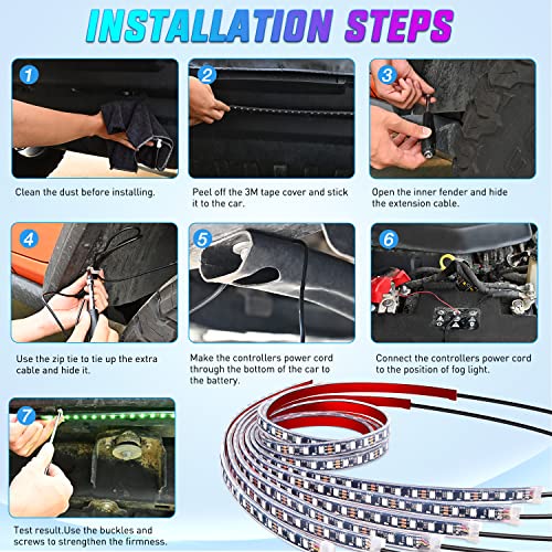 6PCS RGB LED Underglow Lights Strip with APP & Remote Control (6Pcs RGB Underglow Light)